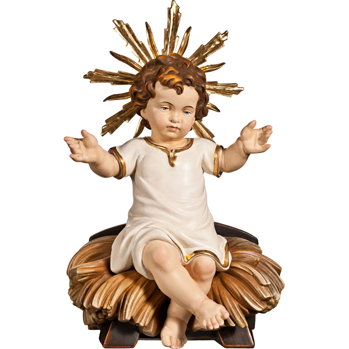Niño Jesús vestido sentado en cuna